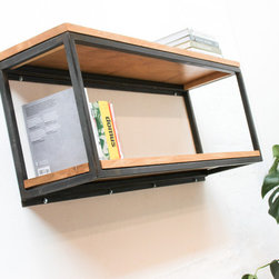 Orla Welded Dark Steel Box Section and Premium Oak Shelves - Bookcases