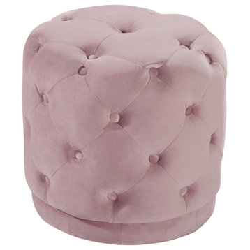 Harper Velvet Upholstered Ottoman/Stool, Pink