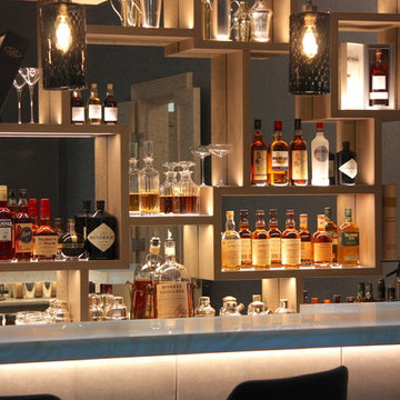 Luxury Bespoke Bar with White Onyx Backlit Worktop