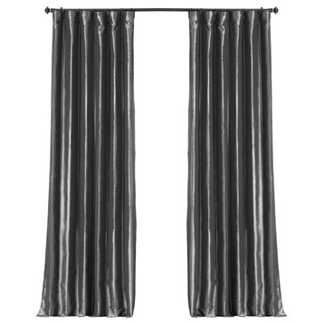 Graphite Blackout FauxSilk Taffeta Curtain Single Panel, 50"x96"
