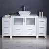 Fresca Torino 60" White Modern Bathroom Cabinets with Top and Vessel Sink