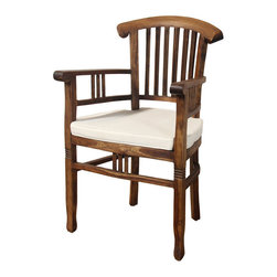 Bhome - Solid Teak Batavia Armchairs With Cushion - Outdoor Dining Chairs