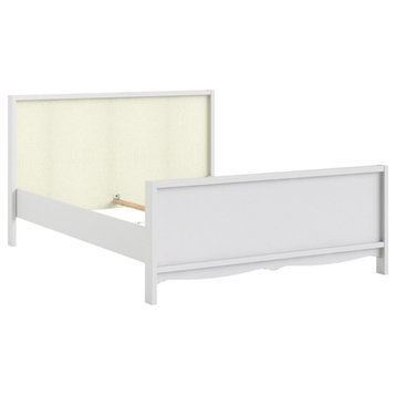 Tvilum Biscayne Queen Engineered Wood Bed with Slat Roll in White Textile Beige