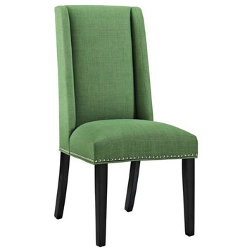Modway Baron 20.5" Solid Rubberwood and Polyester Dining Chair in Kelly Green
