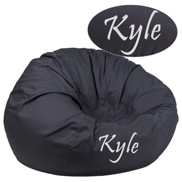 Personalized Oversized Solid Gray Bean Bag Chair for Kids and Adults