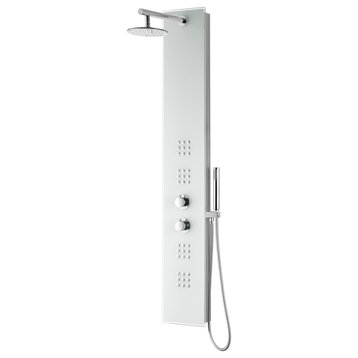 ANZZI Veld 64" Shower Panel With Heavy Rain Shower And Spray Wand, White