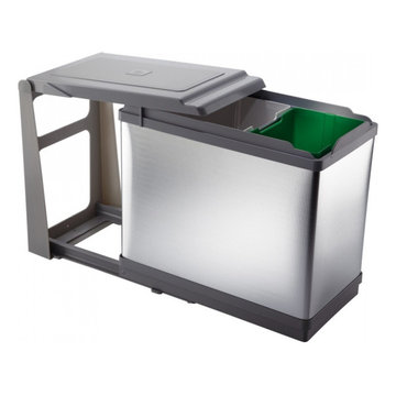 Aluminum Pull Out Trash Can TOWER, 2 bins, total capacity 28qt (26lt)