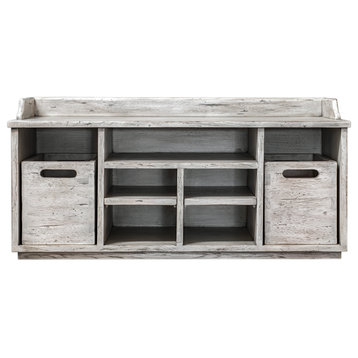 Luxe Distressed White Wood Storage Box Hobby Chest Multi Drawer Bin Toy Cubby