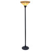 Belle Tiffany-Style Mission Blackish Bronze 1 Light Torchiere Lamp 14" Shade