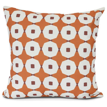 Button Up, Geometric Print Pillow, Orange, 18" x 18"