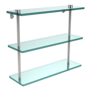 chrome and glass bathroom wall shelves