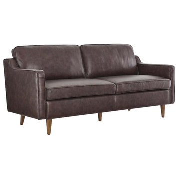 Modway Impart Modern Genuine Leather Upholstered Sofa in Brown