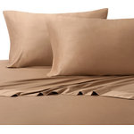 Royal Tradition - Bamboo Cotton Blend Silky Hybrid Sheet Set, Taupe, Queen - Experience one of the most luxurious night's sleep with this bamboo-cotton blended sheet set. This excellent 300 thread count sheets are made of 60-Percent bamboo and 40-percent cotton. The combination of bamboo and cotton in the making of the sheets allows for a durable, breathable, and divinely soft feel to the touch sheets. The sateen weave gives these bamboo-cotton blend sheets a silky shine and softness. Possessing ideal temperature regulating properties which makes them the best choice for feel cool in summer and warm in winter. The colors are contemporary, with a new and updated selection of neutral tones. Sizing is generous and our fitted sheets will suit today's thicker mattresses.