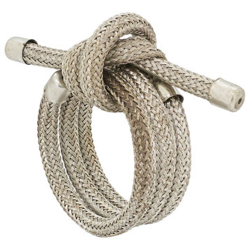 Table Napkin Rings With Knotted Rope Design (Set of 4), Silver