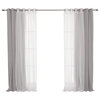 Tulle & Linen Blackout Curtains, Grey, 52"x84"