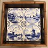 Blue Delft Kiln Fired Ceramic Tile Wind Mill Boat House Decor, 6-Piece Set