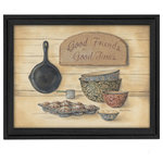 TrendyDecor4U - "Good Friends" By Pam Britton, Printed Wall Art, Ready To Hang, Black Frame - "Good Friends" is a 14"x 18"  black  framed art  print by Pam Britton.  This artwork features mixing bowls, a skillet and muffins with a sign that reads good friends good times.  This totally American Made wall decor item features an decorative  black frame.  The framed art print has a protective, archival finish (glass is not needed) and arrives ready to hang.