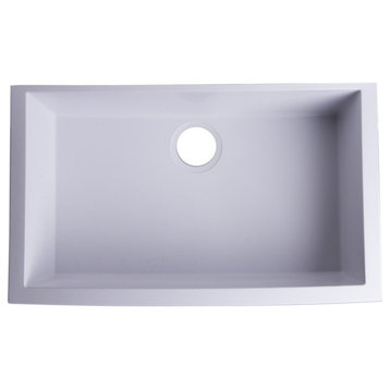 AB3020UM-W White 30" Undermount Single Bowl Granite Composite Kitchen Sink