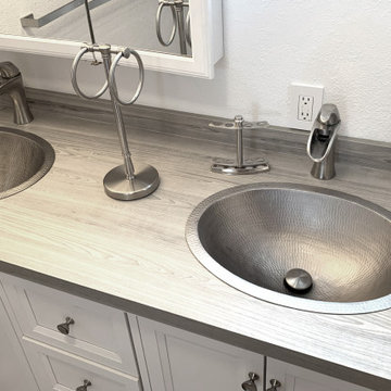 19" Oval Under Counter Hammered Copper Bathroom Sink in Nickel (LO19FEN)