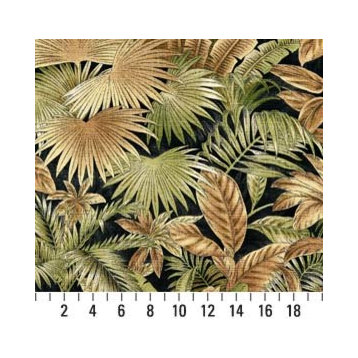 Black, Brown And Green, Floral Leaf Outdoor Indoor Marine Fabric By The Yard