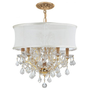 Brentwood Six Light Gold Drum Shade Chandelier
