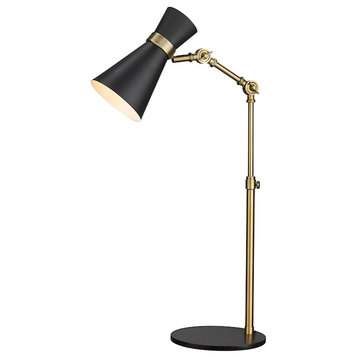 Z-Lite Soriano 1-Light 25" Table Lamp, Black/Brass, Black, 728TL-MB-HBR