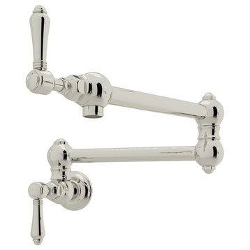 Rohl Italian Kitchen Double-Lever Handle Kitchen Pot Filler, Polished Nickel