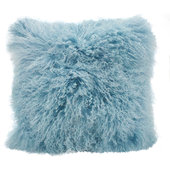 Monarch Chenille 18x18 Denim Blue Throw Pillow with Feather