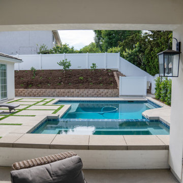 Poolside Retreat with Geometric Pavers