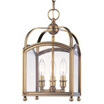 Hudson Valley Lighting - Millbrook, 9-inch Cube Pendant, Distressed Bronze Finish, Clear Glass Shade - Metal arches and ultra-clear glass panes draw inspiration from the distinct architecture of England's venerable universities. Millbrook's handsome historic design brings to mind the wingback chairs, wood panel walls, and leather-bound volumes of a sumptuous library.