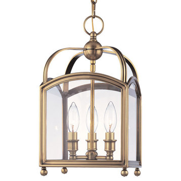 Millbrook, 9-inch Cube Pendant, Distressed Bronze Finish, Clear Glass Shade