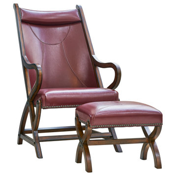 Odessa Chair and Ottoman Set, Cherry