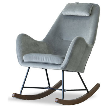 Roman Mid-Century Modern Indoor Nursery Rocking Chair, Dark Grey