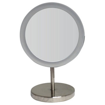 Whitehaus WHMR106-BN Round Freestanding Led 5X Magnified Mirror