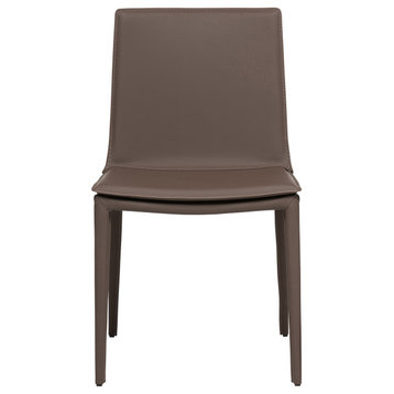 Elite Living Hilton (Set of 2) Modern Leather Upholstered Dining Chair, Brown