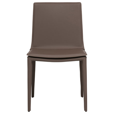 Elite Living Hilton (Set of 2) Modern Leather Upholstered Dining Chair, Brown