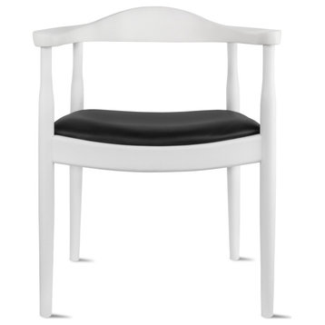 Real Oak Wood PU Leather Seat Wegner Kennedy Dining Assembled Chair, White