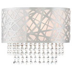 Livex Lighting - Livex Lighting Allendale Polished Chrome Light ADA Wall Sconce - This spectacular polished chrome one light wall sconce will take your home decor to the next level. Inspired by a bird nest, the laser-cut metal sheath surrounds an off-white fabric hardback shade with strands of glistening clear crystal.