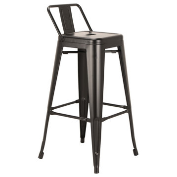 Metal Bar Stool with Backrest 26" height, Set of 4, Black