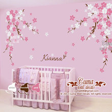 cherry flowers wall decal in nursery
