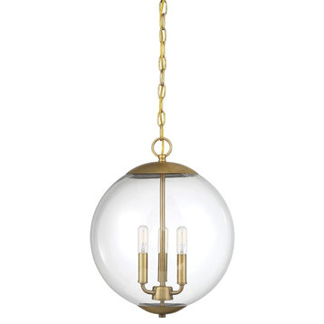 Trade Winds Katie Glass Globe Pendant in Natural Brass