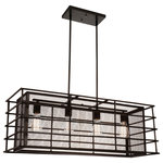 CWI Lighting - Darya 4 Light Down Chandelier With Brown Finish - Cage the rustic charm in. Keep your choice of light fixture true to your interior's rustic industrial design scheme by getting the Darya 4 Light Chandelier for your dining room or kitchen island. This beautiful piece features an oversized rectangular shade measuring 36 inches long. The mesh inner shade that houses the exposed bulbs is caged and given further texture and depth by a brown metal frame. Install this light fixture and let it provide your space with warm industrial edge. Feel confident with your purchase and rest assured. This fixture comes with a one year warranty against manufacturers defects to give you peace of mind that your product will be in perfect condition.