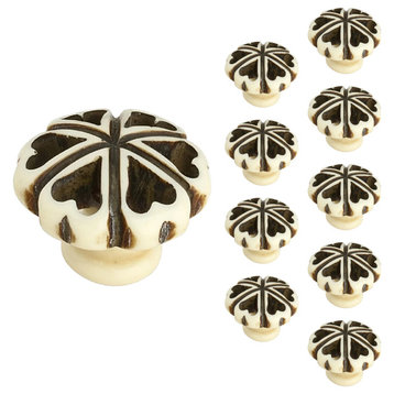 Hand Crafted Resin Heart  1-3/8 in. Cream & Black Cabinet Knob (Pack of 10)