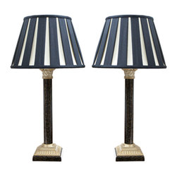 Faux Marble Column Lamps - Table Lamps