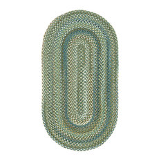 Kill Devil Hill Braided Oval Rug, Dark Green, 2'x3'