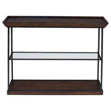 Hunt Country Small Console Table Slim With Shelves Brown