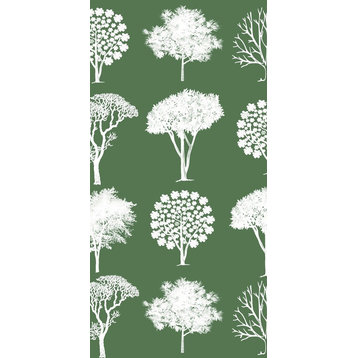 Field of Trees Floral Print Bath Towel, Green
