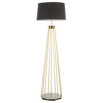 Canary Floor Lamp, Gold Metal, Black Shade