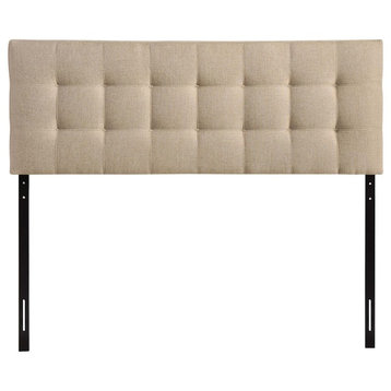 Lily Full Tufted Upholstered Fabric Headboard, Beige
