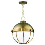 Hudson Valley Lighting - Hudson Valley Lighting 2315-AGB Sumner 1-Light 14 InchW Pendant - The hanging globe'half opaque white glass diffuserSumner 1-Light 14 In Aged BrassUL: Suitable for damp locations Energy Star Qualified: n/a ADA Certified: n/a  *Number of Lights: 1-*Wattage:150w E26 Medium bulb(s) *Bulb Included:No *Bulb Type:E26 Medium *Finish Type:Aged Brass